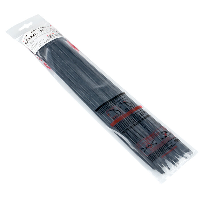 Стяжка кабельная (хомут)  300 x 4.8 мм черная (50шт) FlexLock PROxima