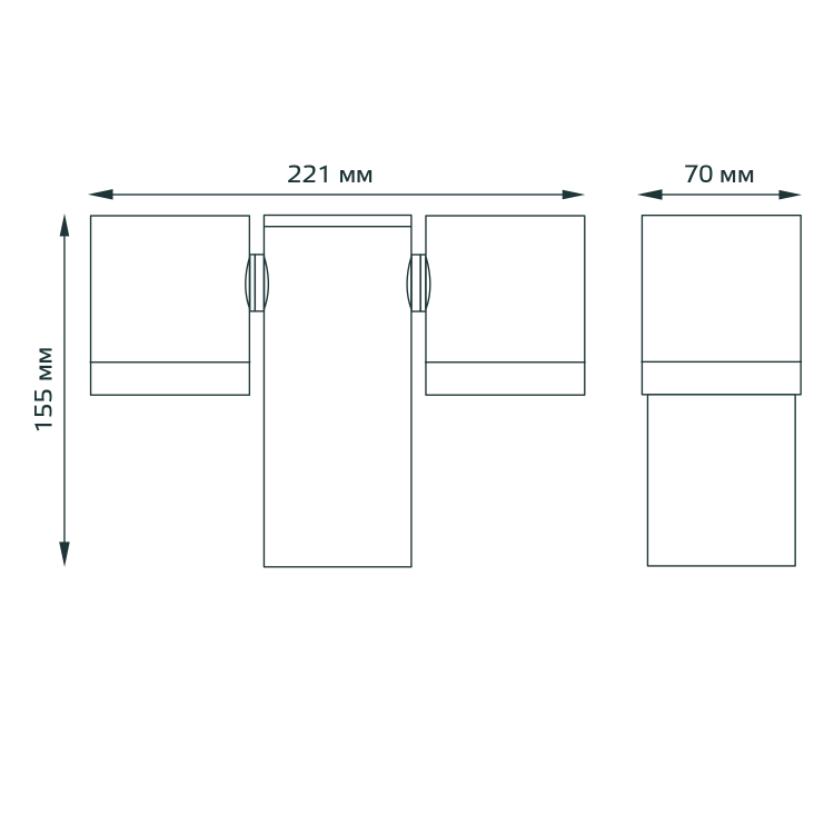 Светильник садово-парковый Gauss Sonata настенный архитектурный, 2xGU10, 221x155x70mm, 170-240V / 50