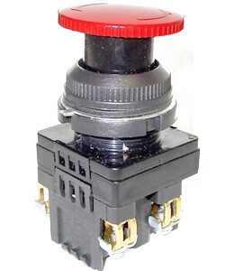 Выключатель кнопочный   КЕ-201 У2 исп.2, красный, 1з+1р, гриб с фиксацией, IP54, 10А, 660В,(ЭТ)