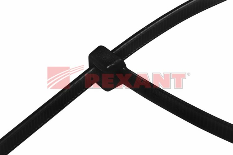 Стяжка кабельная (хомут)  300 x 4,8 мм черная (100 шт/уп) REXANT
