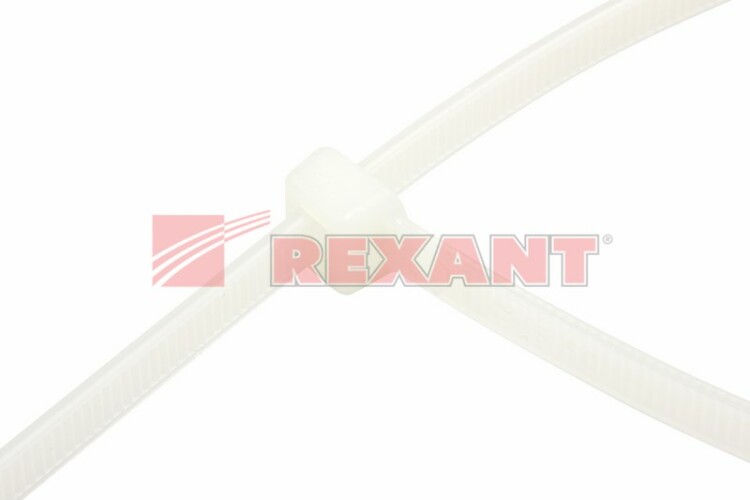 Стяжка кабельная (хомут)  250 x 4,8 мм, белая (100 шт/уп) REXANT