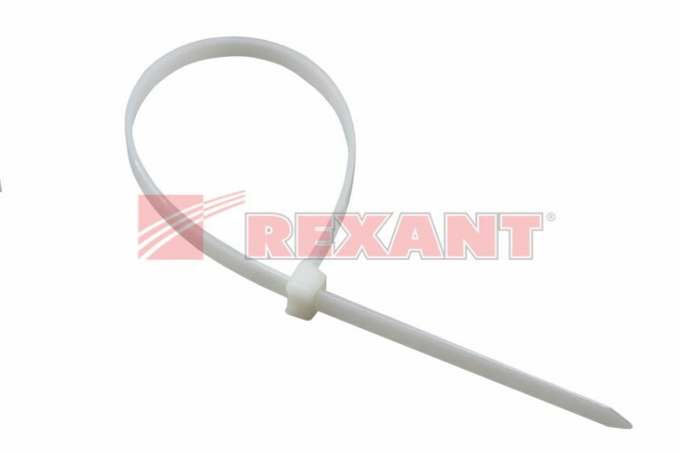 Стяжка кабельная (хомут)  100 x 2,5 мм, белая (100 шт/уп) REXANT