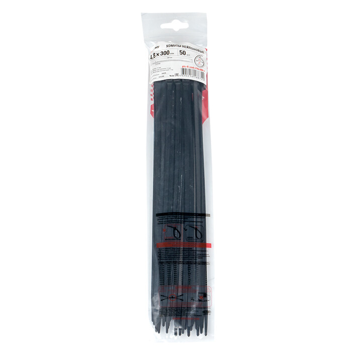 Стяжка кабельная (хомут)  300 x 4.8 мм черная (50шт) FlexLock PROxima