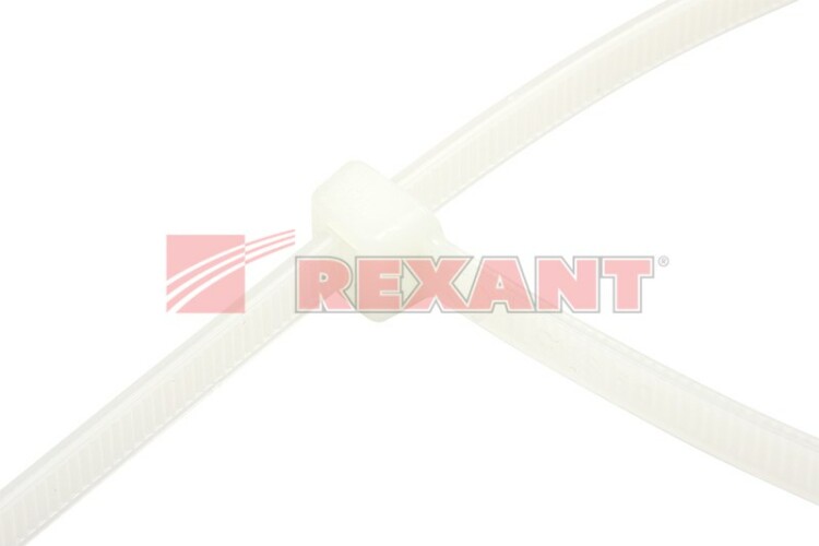 Стяжка кабельная (хомут)  300 x 4,8 мм, белая (100 шт/уп) REXANT