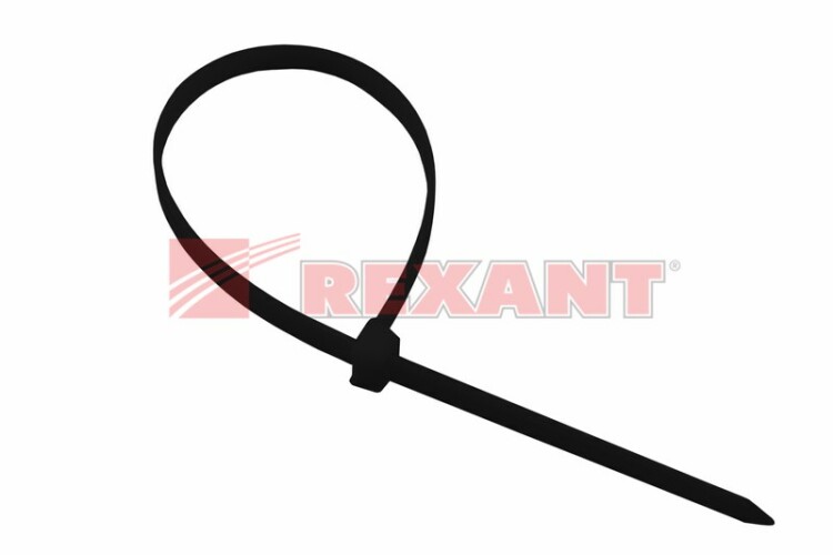 Стяжка кабельная (хомут)  200 x 4,8 мм черная (100 шт/уп) REXANT