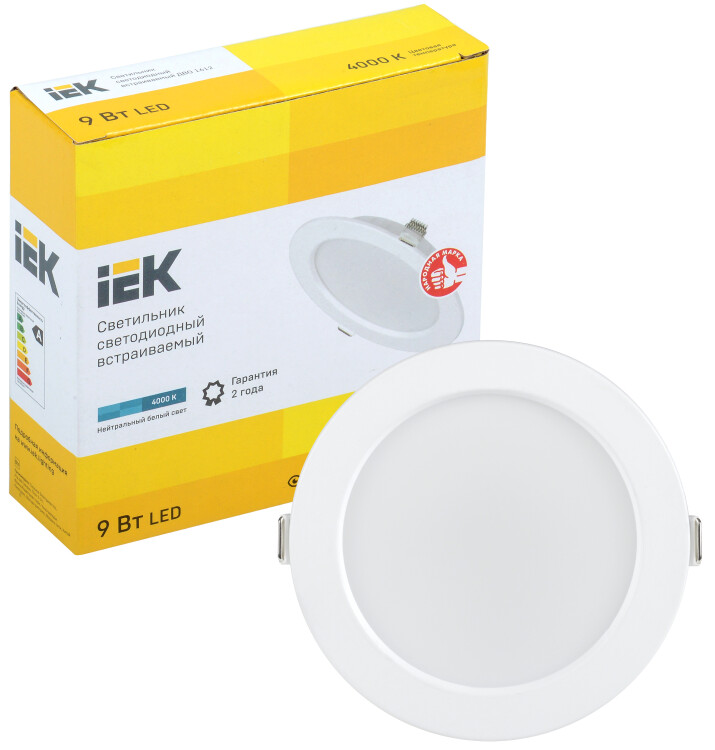 Светильник Downlight (LED) 9Вт 620лм 4000К IP20 бел 118х32мм круг IEK