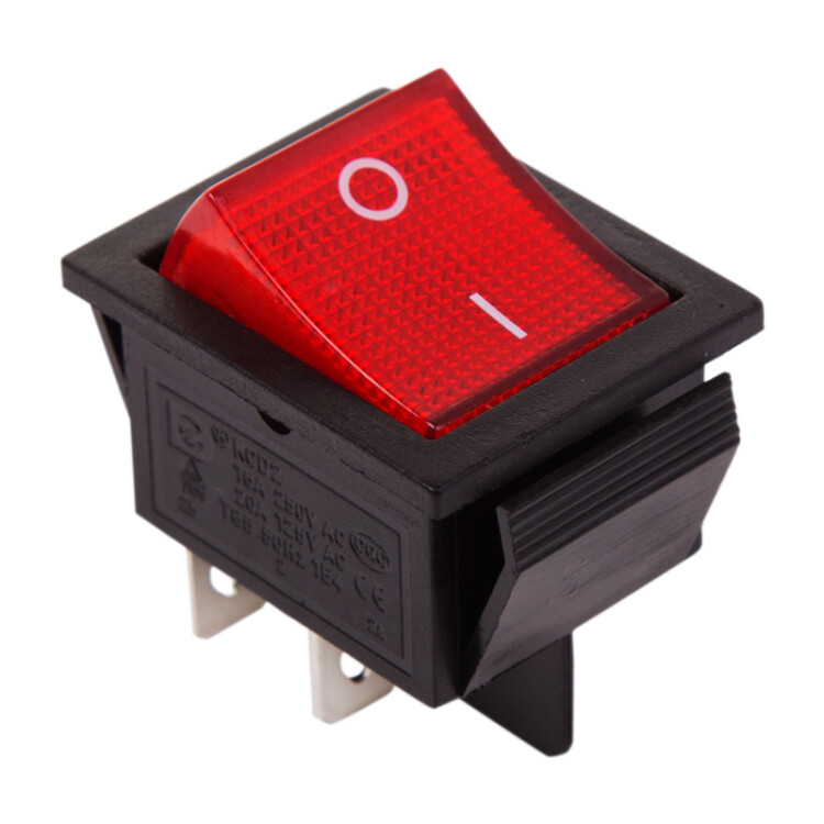 Выключатель клавишный 250V 20А (4с) ON-OFF красный  с подсветкой (RWB-502, SC-767, IRS-201-1)  REXAN